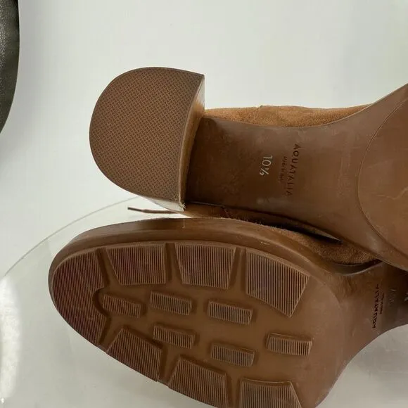 Aquatalia Iole Quilted Suede Lace-Up Booties Women 10.5 Brown Weatherproof Boots