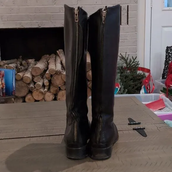 Ariat Black Knee High Leather Riding Boots Sz 7.5B