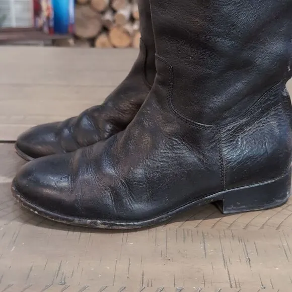 Ariat Black Knee High Leather Riding Boots Sz 7.5B