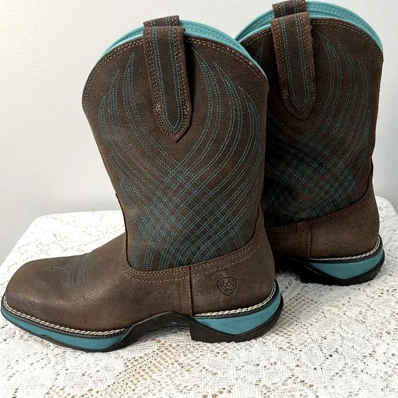 Ariat Brown and Blue Western Cowboy Boots
