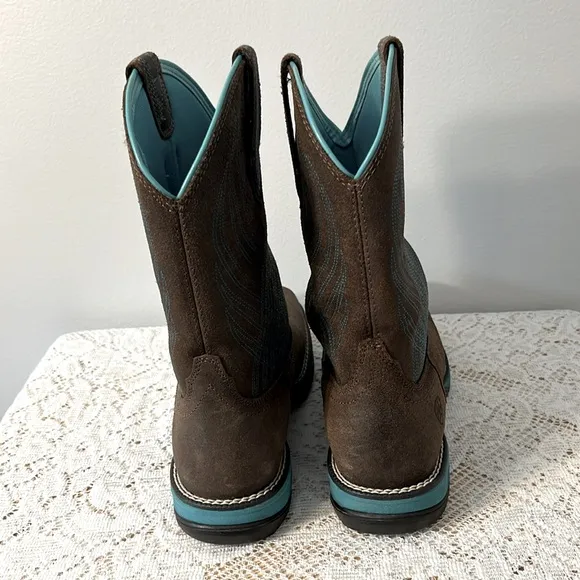 Ariat Brown and Blue Western Cowboy Boots