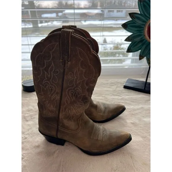 Ariat Heritage Western Cowboy Boots Brown Leather Size 7.5B Unisex