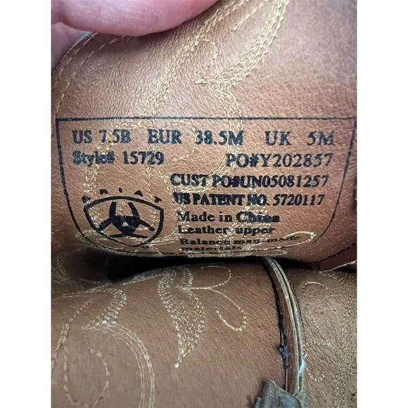 Ariat Heritage Western Cowboy Boots Brown Leather Size 7.5B Unisex