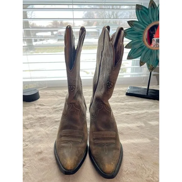 Ariat Heritage Western Cowboy Boots Brown Leather Size 7.5B Unisex