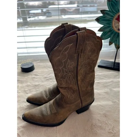 Ariat Heritage Western Cowboy Boots Brown Leather Size 7.5B Unisex