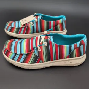 Ariat Hilo shoes Womens 9.5 B Medium Striking Serape Blue Stripe Slip On Western