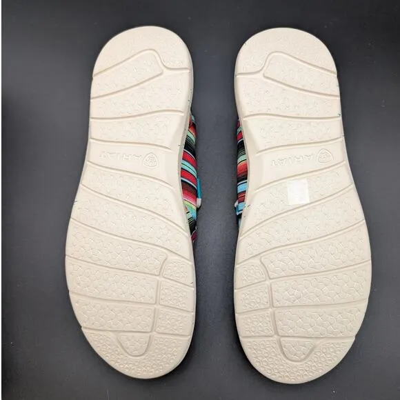 Ariat Hilo shoes Womens 9.5 B Medium Striking Serape Blue Stripe Slip On Western