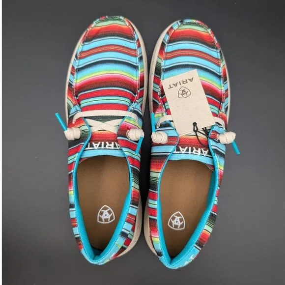 Ariat Hilo shoes Womens 9.5 B Medium Striking Serape Blue Stripe Slip On Western