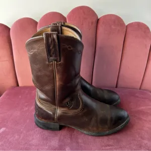 Ariat Men’s Brown Leather Cowboy Boots size 8 EE (Extra Large)
