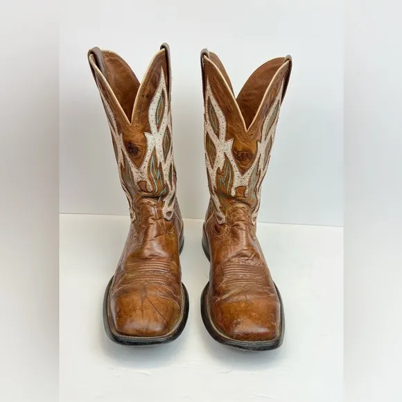Ariat Nighthawk Men’s 9.5D Brown Leather Western Cowboy Boot Square Toe 10010271
