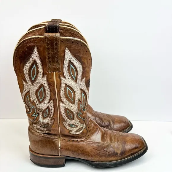 Ariat Nighthawk Men’s 9.5D Brown Leather Western Cowboy Boot Square Toe 10010271