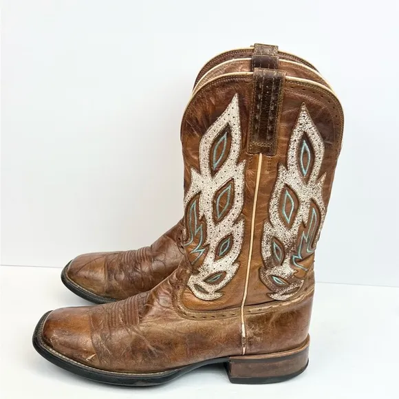 Ariat Nighthawk Men’s 9.5D Brown Leather Western Cowboy Boot Square Toe 10010271