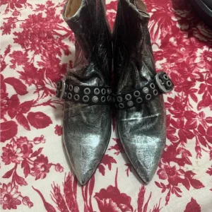 A.S. 98 Maxie  Metallic  Leather Buckle Strap Ankle Booties Sz 10 NWT