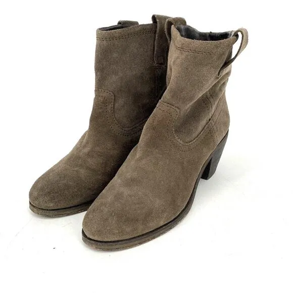 ASH Western Style Ankle Booties Suede Gray Womens Size 39