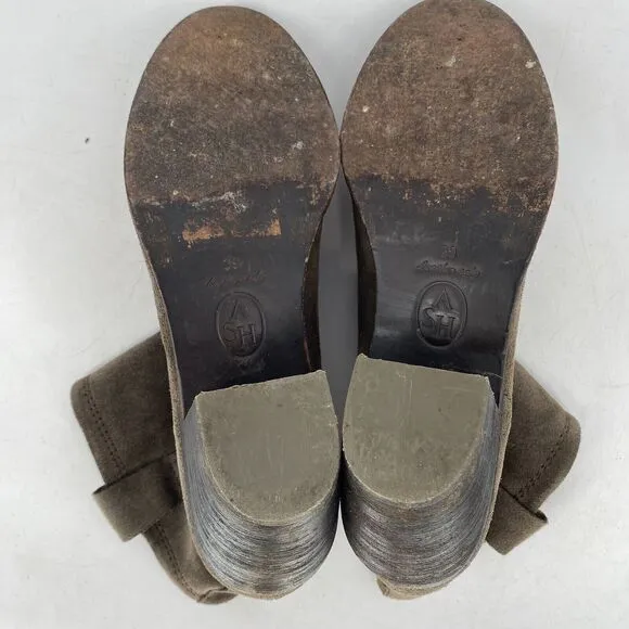 ASH Western Style Ankle Booties Suede Gray Womens Size 39