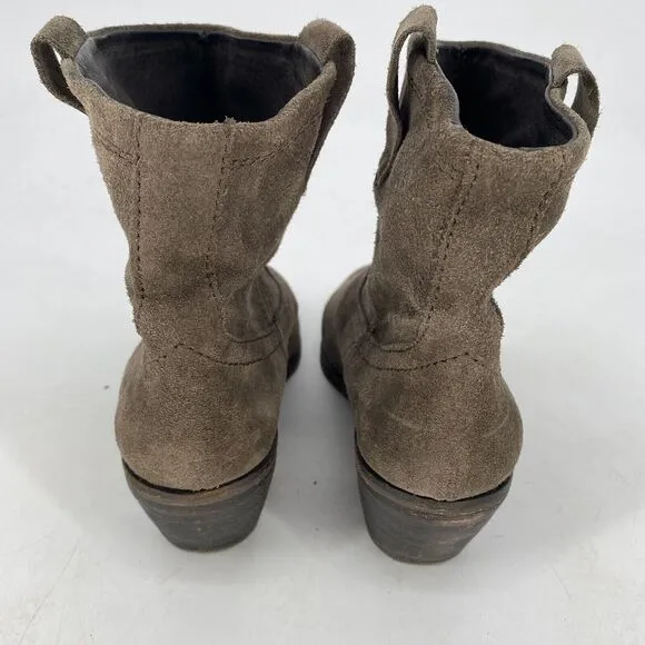 ASH Western Style Ankle Booties Suede Gray Womens Size 39