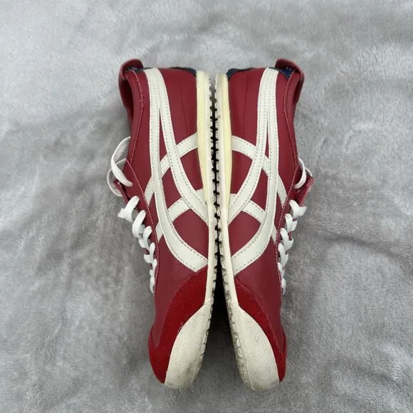 Asics Onitsuka Tiger Mens Sz 9.5 Shoes México 66 Leather Birch Cream Red THL202