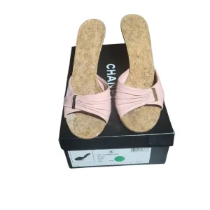 Authentic Chanel Womens Pink Slip On Mules Shoes Size 38 7 In Box Needs Repair