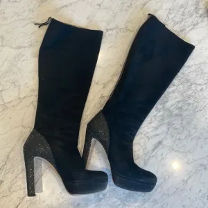 Authentic Miu Miu suede leather boots with sequin heels | Size 6