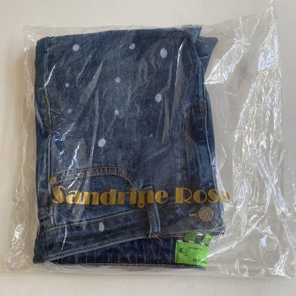 (B52) Free People x Sandrine Rose Straight Fit, Polka Blue, Size 28, NWT