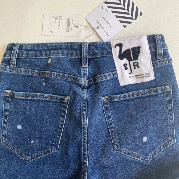 (B52) Free People x Sandrine Rose Straight Fit, Polka Blue, Size 28, NWT