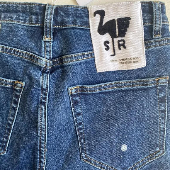 (B52) Free People x Sandrine Rose Straight Fit, Polka Blue, Size 28, NWT