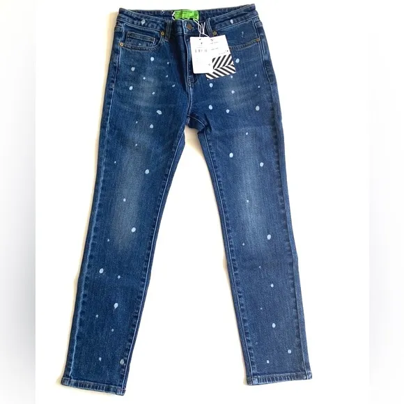(B52) Free People x Sandrine Rose Straight Fit, Polka Blue, Size 28, NWT