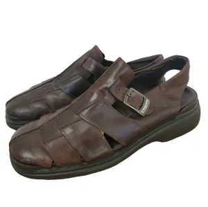 Bacco Bucci Brown Leather Closed Toe Slip On Sandals MEN SIZE 13 D woven