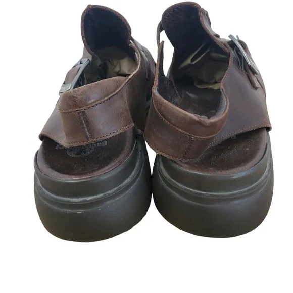 Bacco Bucci Brown Leather Closed Toe Slip On Sandals MEN SIZE 13 D woven