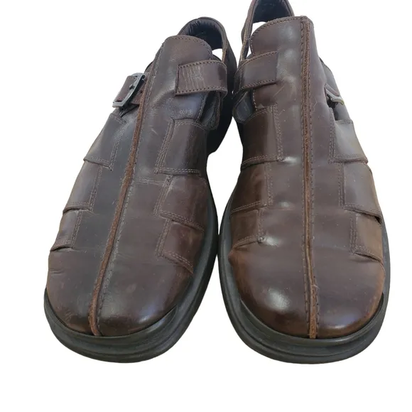 Bacco Bucci Brown Leather Closed Toe Slip On Sandals MEN SIZE 13 D woven
