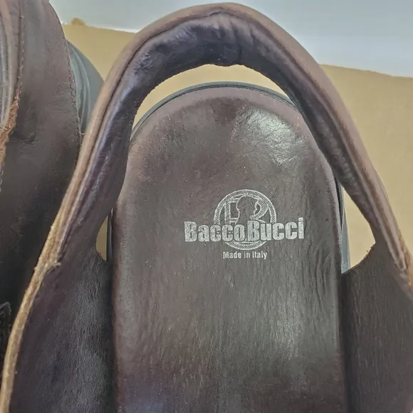 Bacco Bucci Brown Leather Closed Toe Slip On Sandals MEN SIZE 13 D woven