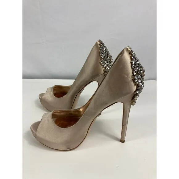 BADGLEY MISCHKA Kiara Embellished Peep-toe Pump size 7.5
