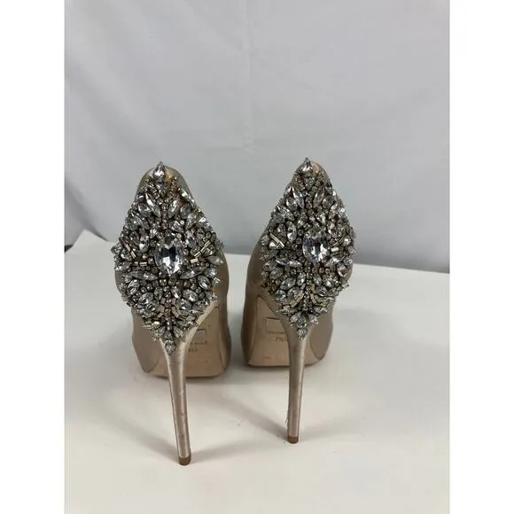 BADGLEY MISCHKA Kiara Embellished Peep-toe Pump size 7.5
