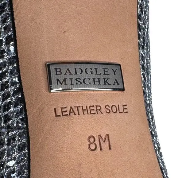 Badgley Mischka Silver Metallic Peep-Toe Platform Heels Size 8 Evening Shoes