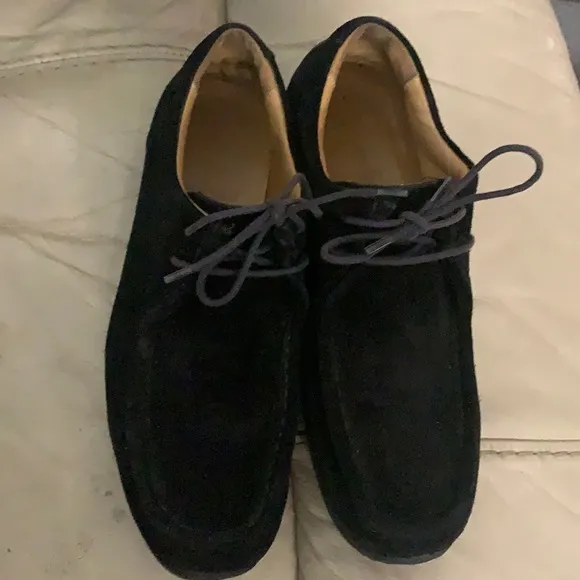 Bally Darly Suede Black Lace-Up Square Oxford Platform Shoes M6.5 6 1/2