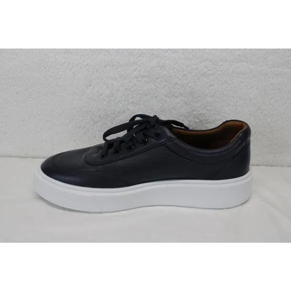 Bally Logo Leather Platform Sneakers Black White Soles Mens Size 7 NEW