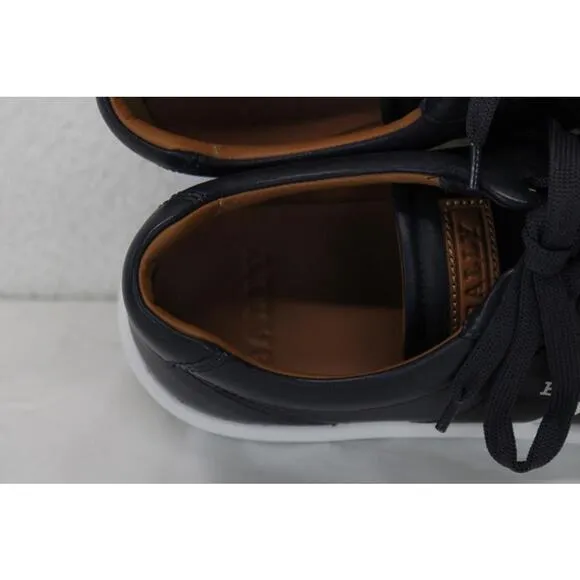 Bally Logo Leather Platform Sneakers Black White Soles Mens Size 7 NEW