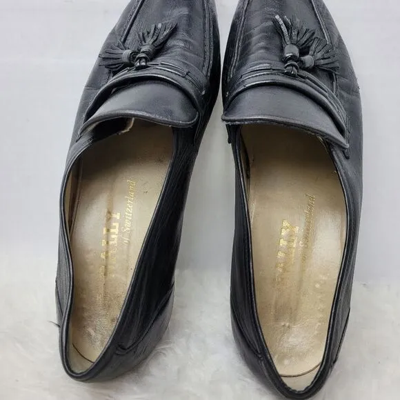 Bally Of Switzerland Men's Black Tassel Leather Loafer Shoes Size 9 M