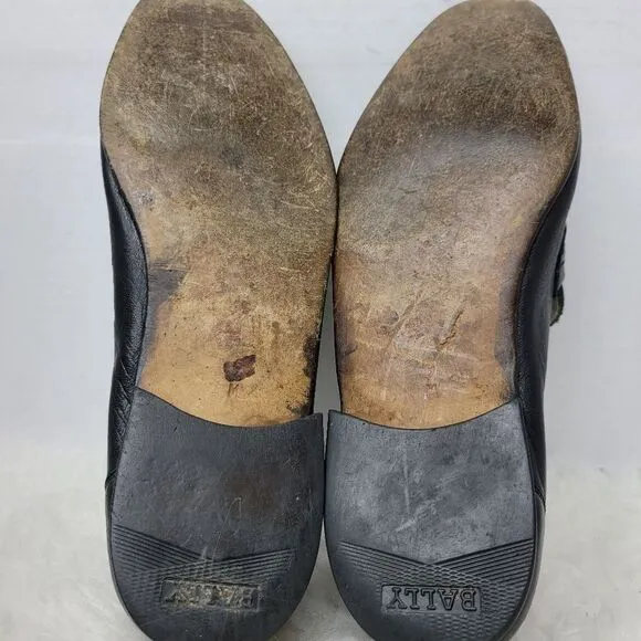 Bally Of Switzerland Men's Black Tassel Leather Loafer Shoes Size 9 M