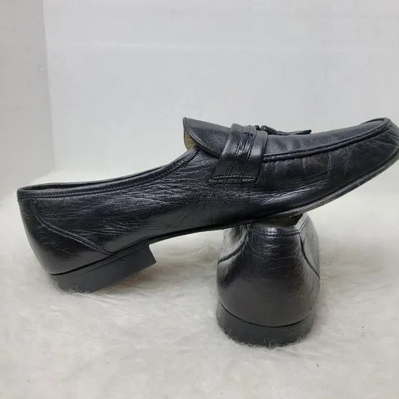 Bally Of Switzerland Men's Black Tassel Leather Loafer Shoes Size 9 M
