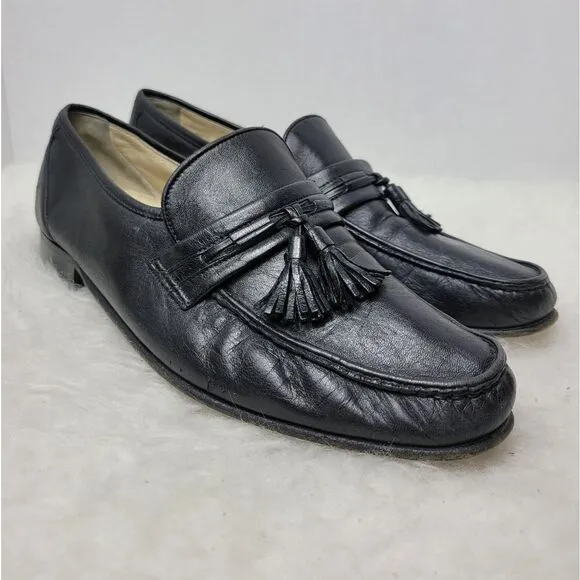 Bally Of Switzerland Men's Black Tassel Leather Loafer Shoes Size 9 M