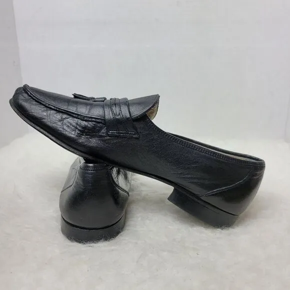 Bally Of Switzerland Men's Black Tassel Leather Loafer Shoes Size 9 M
