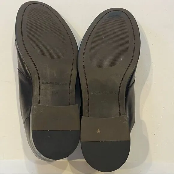 Banana Republic Mens 10.5 Black Leather Medallion Cap Toe Monk Strap Oxford Shoe