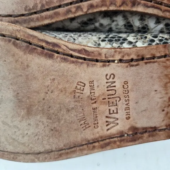Bass Weejuns Shoes Womens 8.5 Snakeskin Print Leather Preppy Loafers