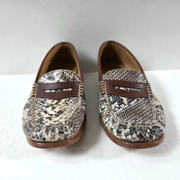 Bass Weejuns Shoes Womens 8.5 Snakeskin Print Leather Preppy Loafers