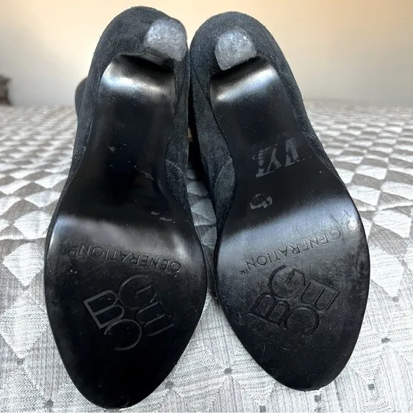 BCBGeneration Dishy Black Suede Platform Heeled Boots Women’s Size 9