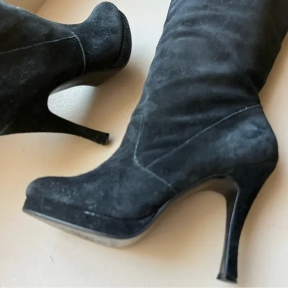 BCBGeneration Dishy Black Suede Platform Heeled Boots Women’s Size 9
