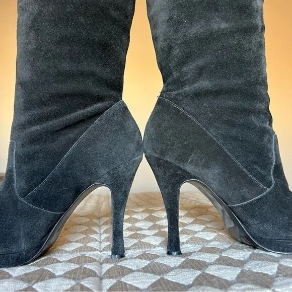 BCBGeneration Dishy Black Suede Platform Heeled Boots Women’s Size 9