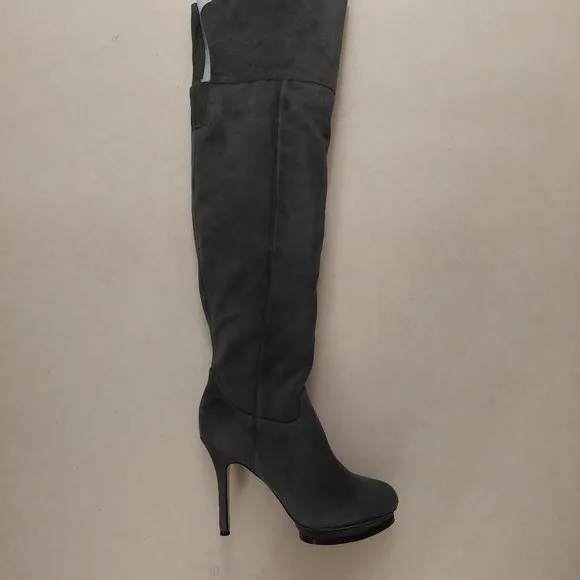 BCBGMAXAZARIA Valerie Over the Knee Grey Suede Platform Boots Retail $450