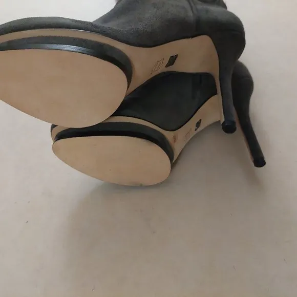 BCBGMAXAZARIA Valerie Over the Knee Grey Suede Platform Boots Retail $450